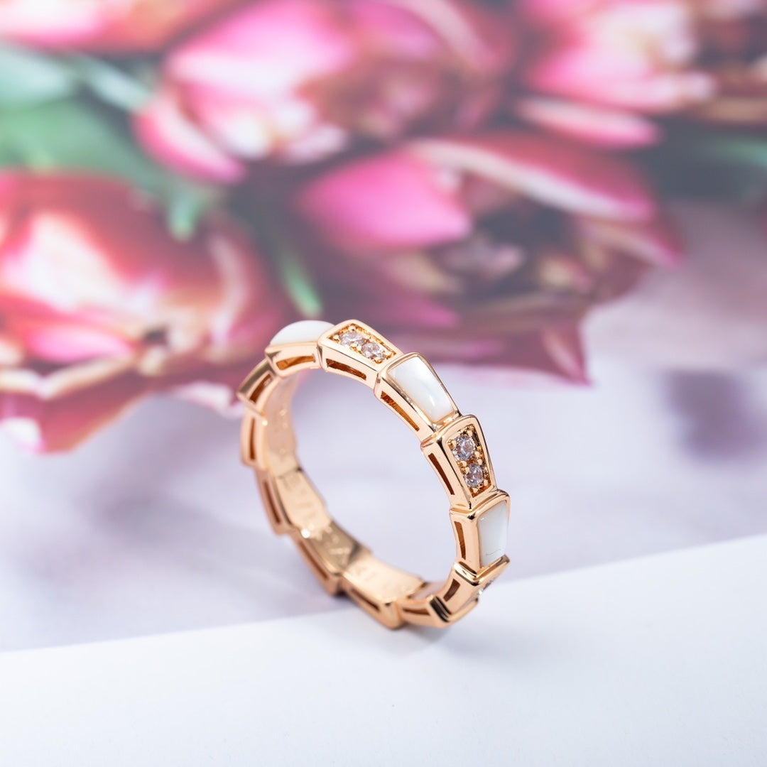 [Regalia Jewelry]SERPENTI RING PINK GOLD DIAMOND MOP 3MM