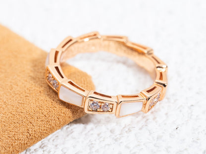 [Regalia Jewelry]SERPENTI RING PINK GOLD DIAMOND MOP 3MM