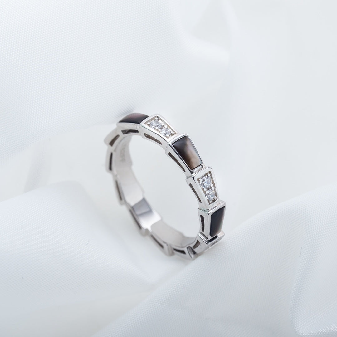 [Regalia Jewelry]SERPENTI RING SILVER  DIAMOND BLACK MOP 3MM