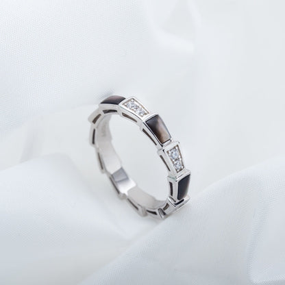[Regalia Jewelry]SERPENTI RING SILVER  DIAMOND BLACK MOP 3MM