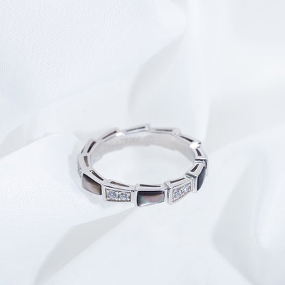 [Regalia Jewelry]SERPENTI RING SILVER  DIAMOND BLACK MOP 3MM