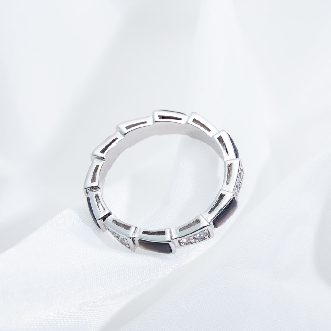 [Regalia Jewelry]SERPENTI RING SILVER  DIAMOND BLACK MOP 3MM
