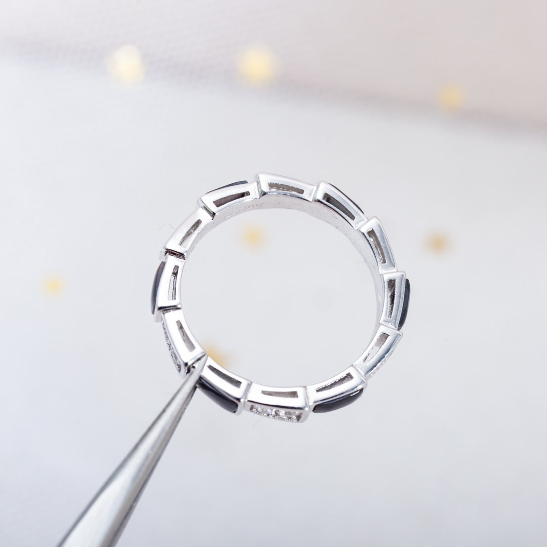[Regalia Jewelry]SERPENTI RING SILVER  DIAMOND BLACK MOP 3MM