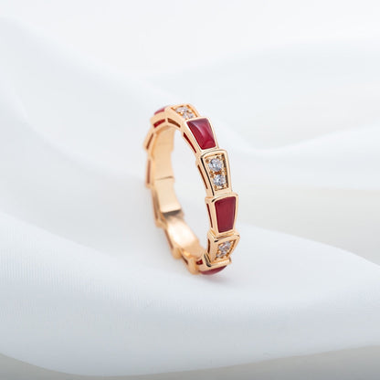 [Regalia Jewelry]SERPENTI RING PINK GOLD CARNELIAN DIAMOND 3MM