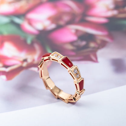 [Regalia Jewelry]SERPENTI RING PINK GOLD CARNELIAN DIAMOND 3MM