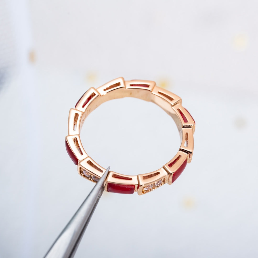 [Regalia Jewelry]SERPENTI RING PINK GOLD CARNELIAN DIAMOND 3MM