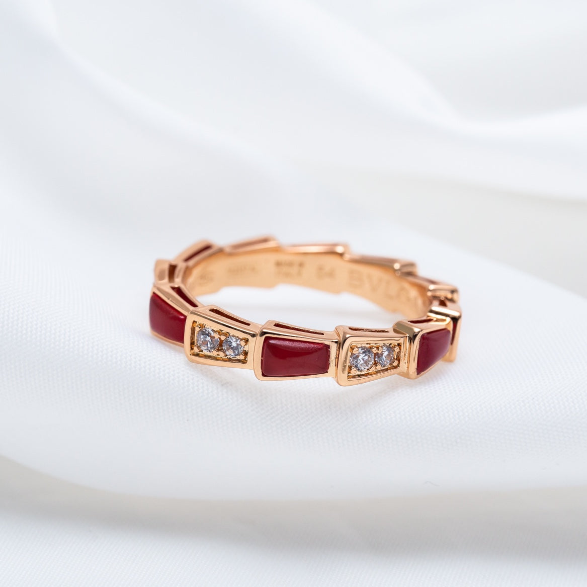 [Regalia Jewelry]SERPENTI RING PINK GOLD CARNELIAN DIAMOND 3MM