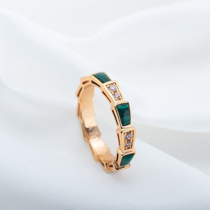 [Regalia Jewelry]SERPENTI RING PINK GOLD MALACHITE DIAMOND 3MM
