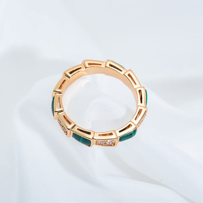 [Regalia Jewelry]SERPENTI RING PINK GOLD MALACHITE DIAMOND 3MM