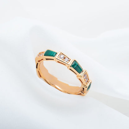 [Regalia Jewelry]SERPENTI RING PINK GOLD MALACHITE DIAMOND 3MM