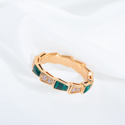 [Regalia Jewelry]SERPENTI RING PINK GOLD MALACHITE DIAMOND 3MM