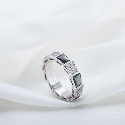 [Regalia Jewelry]SERPENTI RING SILVER DIAMOND BLACK MOP 4MM