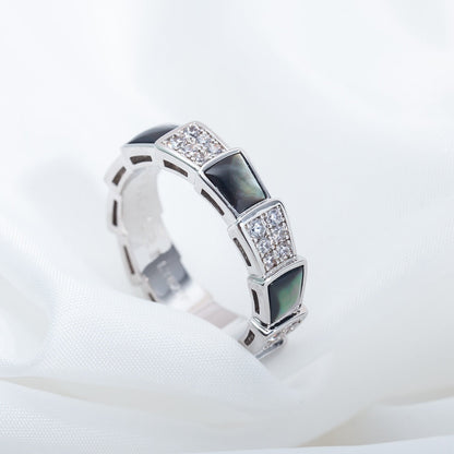 [Regalia Jewelry]SERPENTI RING SILVER DIAMOND BLACK MOP 4MM
