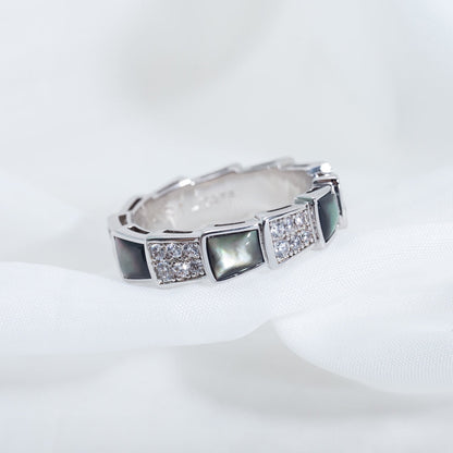 [Regalia Jewelry]SERPENTI RING SILVER DIAMOND BLACK MOP 4MM