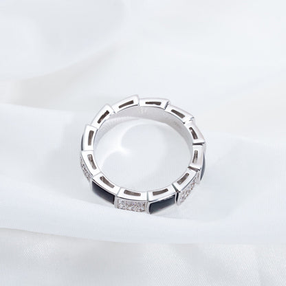 [Regalia Jewelry]SERPENTI RING SILVER DIAMOND BLACK MOP 4MM