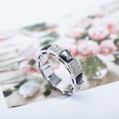 [Regalia Jewelry]SERPENTI RING SILVER DIAMOND BLACK MOP 4MM