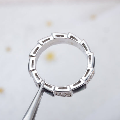 [Regalia Jewelry]SERPENTI RING SILVER DIAMOND BLACK MOP 4MM