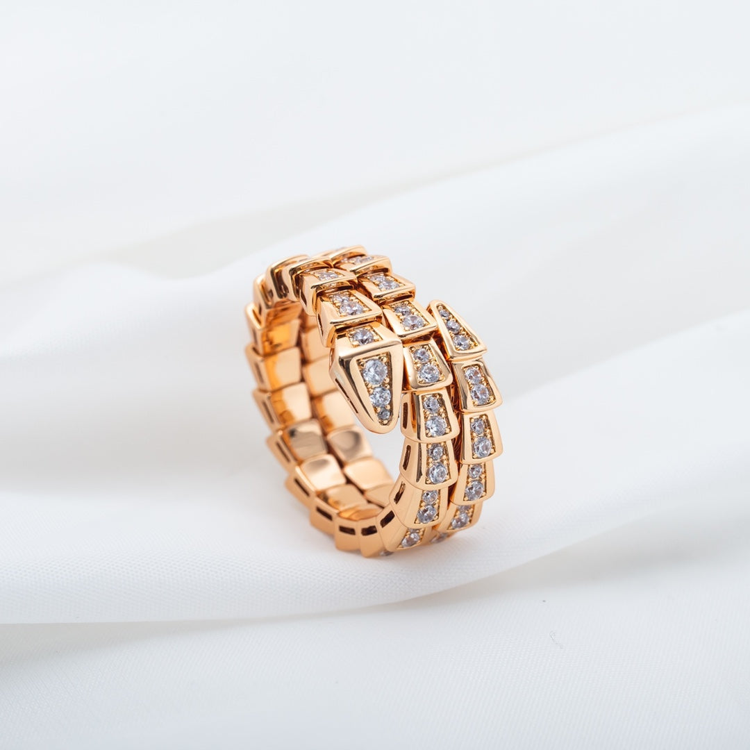 [Regalia Jewelry]SERPENTI RING PINK GOLD DIAMOND DOUBLE ROW