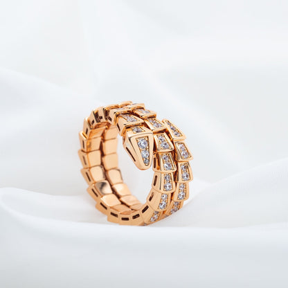 [Regalia Jewelry]SERPENTI RING PINK GOLD DIAMOND DOUBLE ROW