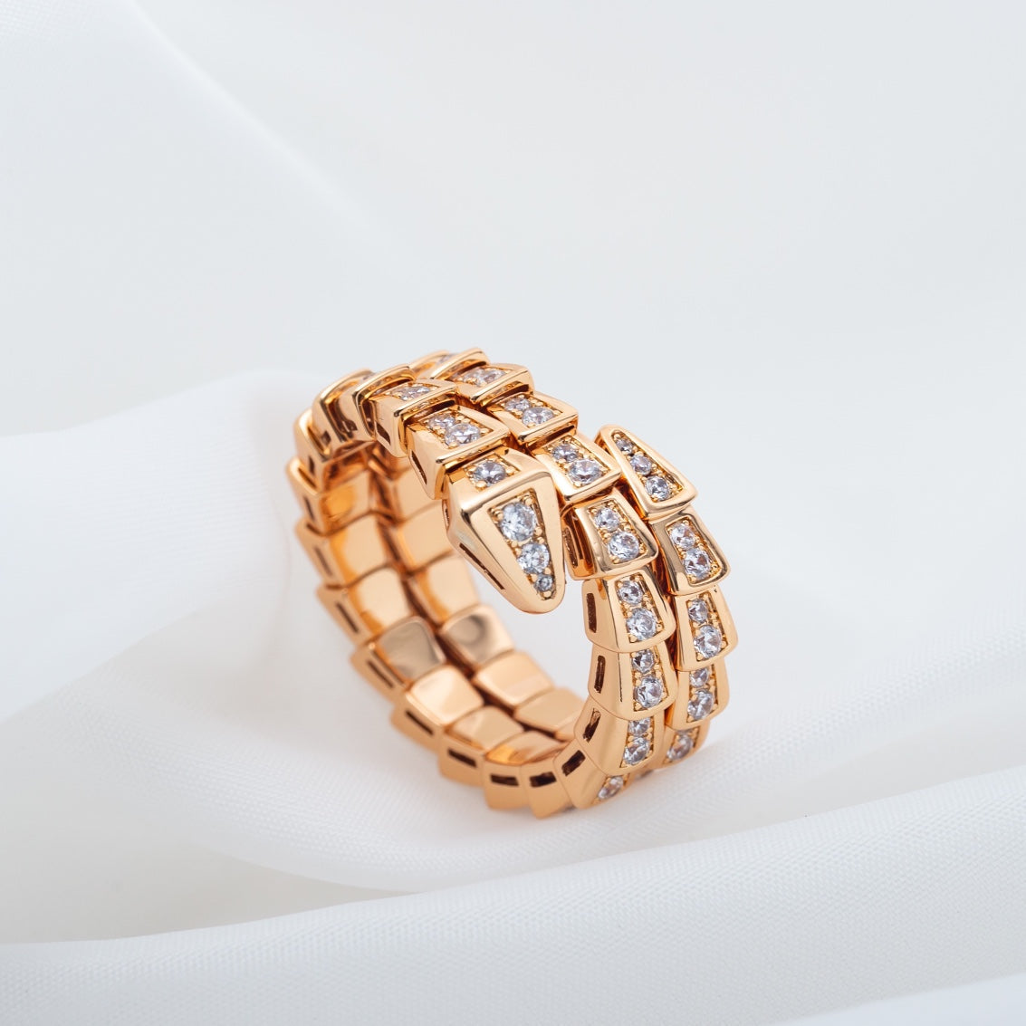 [Regalia Jewelry]SERPENTI RING PINK GOLD DIAMOND DOUBLE ROW