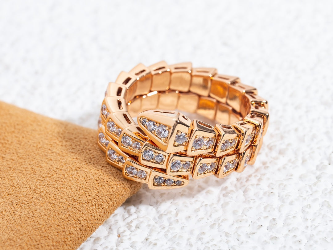[Regalia Jewelry]SERPENTI RING PINK GOLD DIAMOND DOUBLE ROW