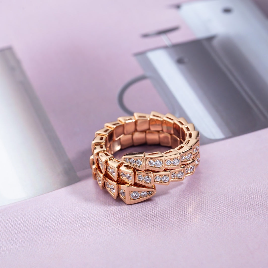 [Regalia Jewelry]SERPENTI RING PINK GOLD DIAMOND DOUBLE ROW