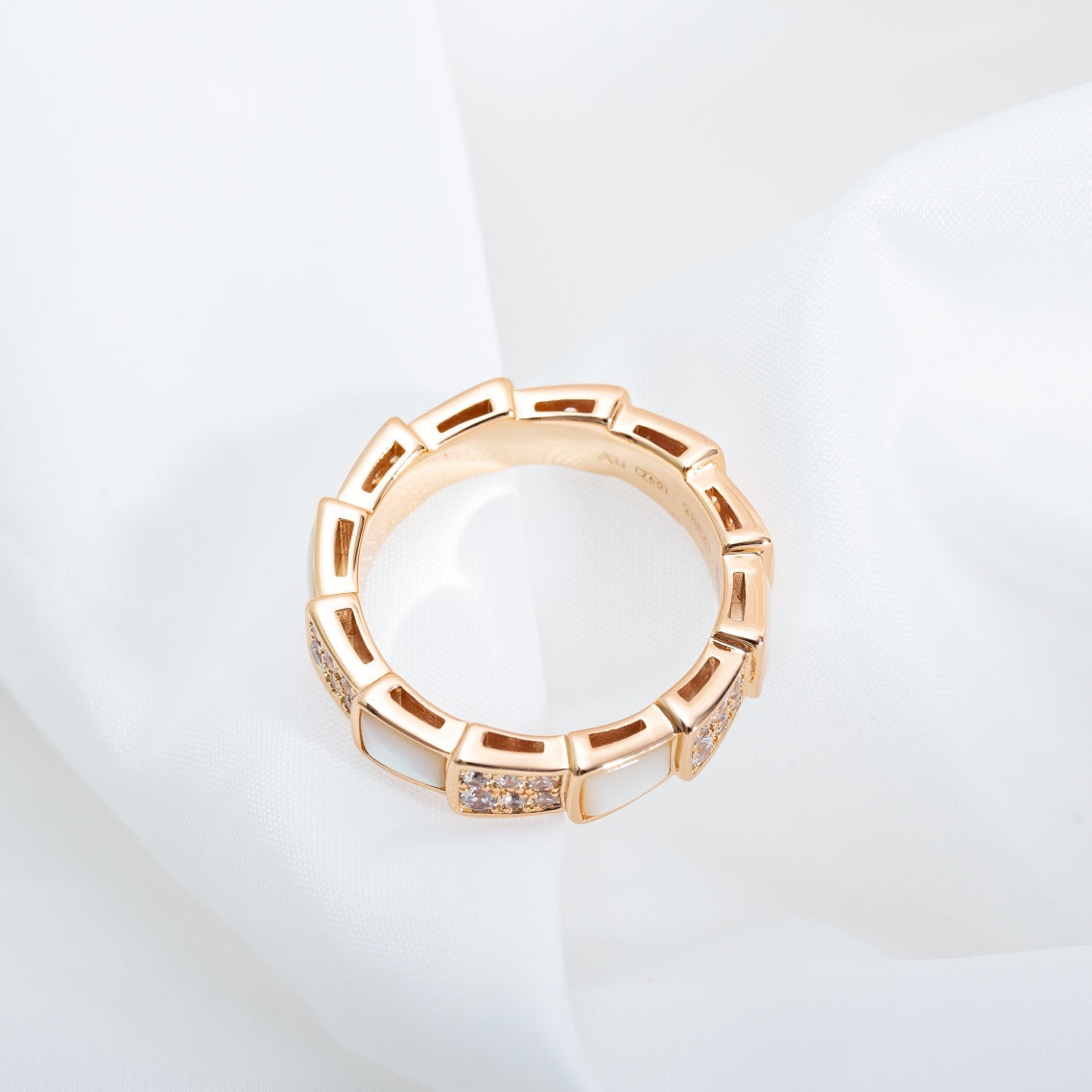 [Regalia Jewelry]SERPENTI RING PINK GOLD MOP DIAMOND PAVED 4MM
