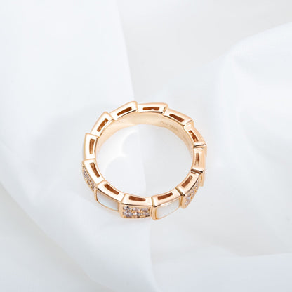 [Regalia Jewelry]SERPENTI RING PINK GOLD MOP DIAMOND PAVED 4MM