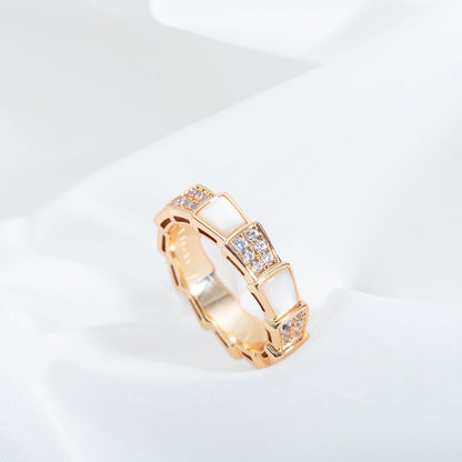 [Regalia Jewelry]SERPENTI RING PINK GOLD MOP DIAMOND PAVED 4MM