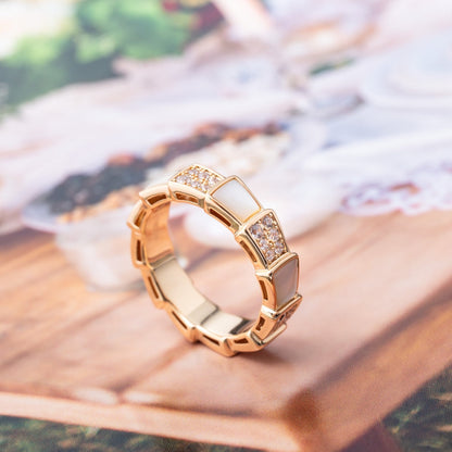 [Regalia Jewelry]SERPENTI RING PINK GOLD MOP DIAMOND PAVED 4MM