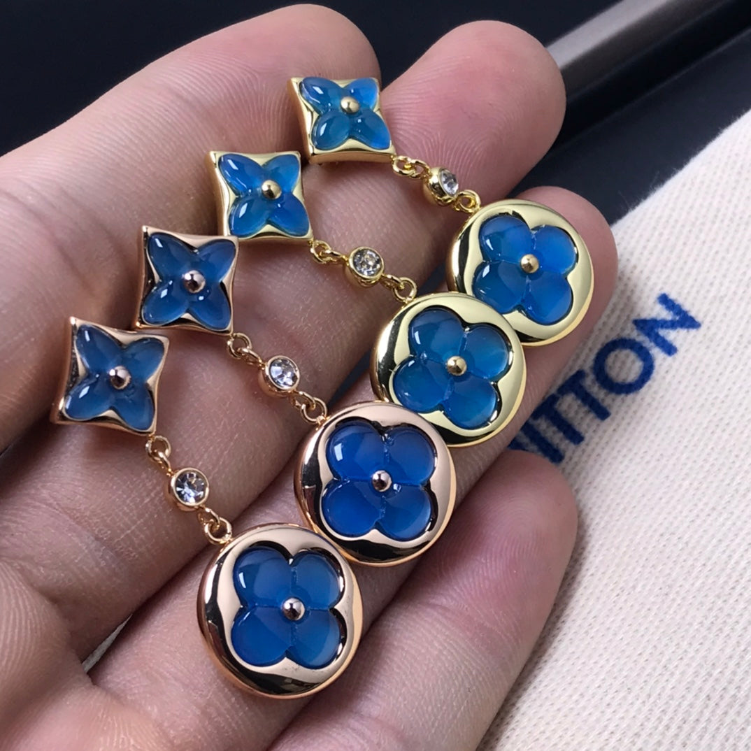 [Regalia Jewelry]STAR AND SUN AGATE DIAMOND EARRINGS
