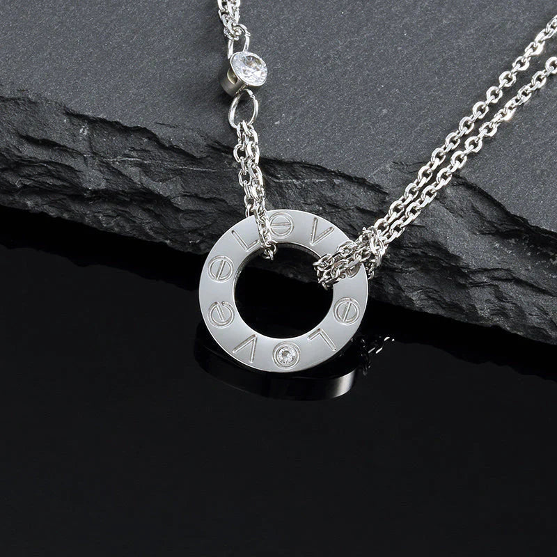[Regalia Jewelry]LOVE NECKLACE 16MM 2 DIAMONDS