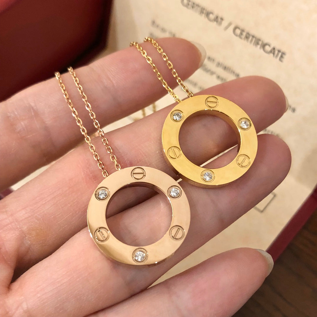 [Regalia Jewelry]LOVE NECKLACE 16MM 3 DIAMONDS