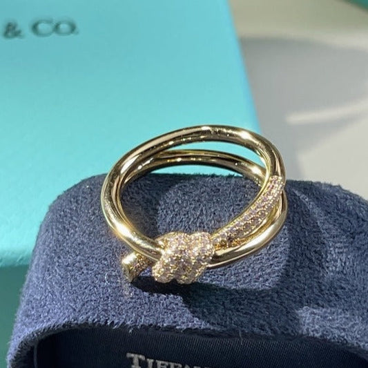 [Regalia Jewels]KNOT RING DOUBLE ROW GOLD DIAMOND