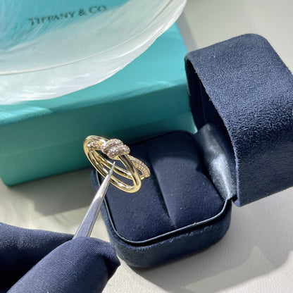 [Regalia Jewels]KNOT RING DOUBLE ROW GOLD DIAMOND
