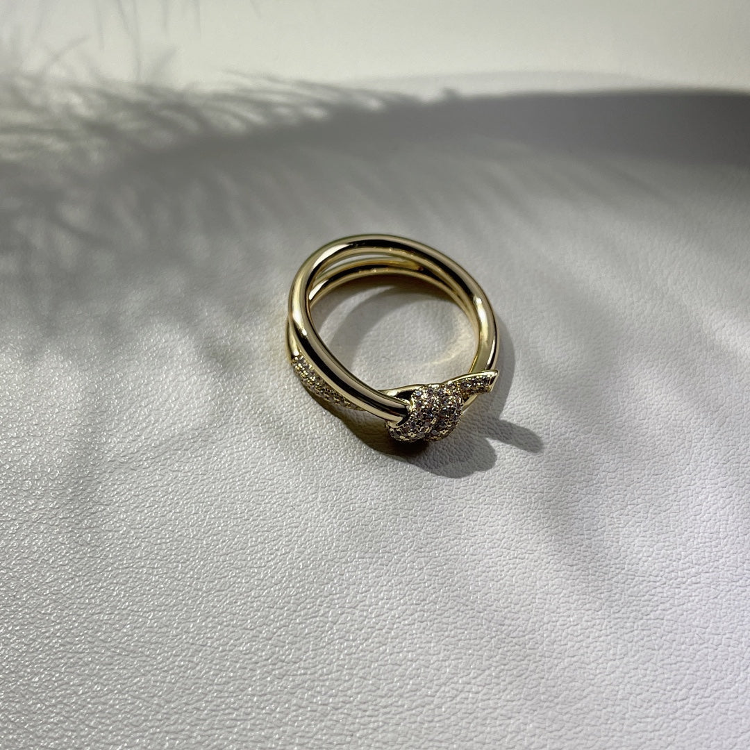 [Regalia Jewels]KNOT RING DOUBLE ROW GOLD DIAMOND