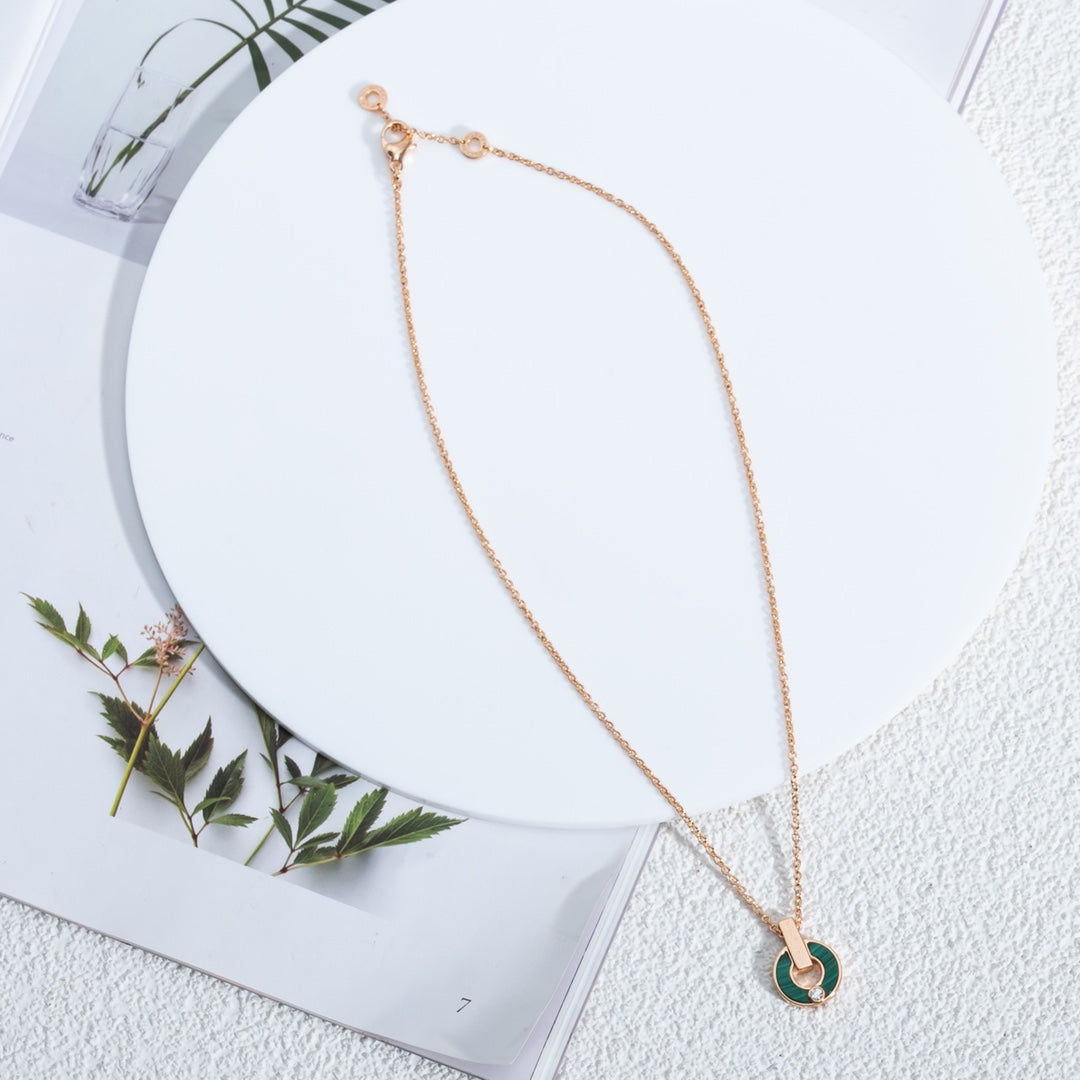 [Regalia Jewelry]GARI NECKLACE PINK GOLD MALACHITE
