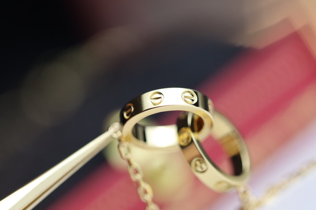 [Regalia Jewelry]LOVE NECKLACE DOUBLE RING GOLD