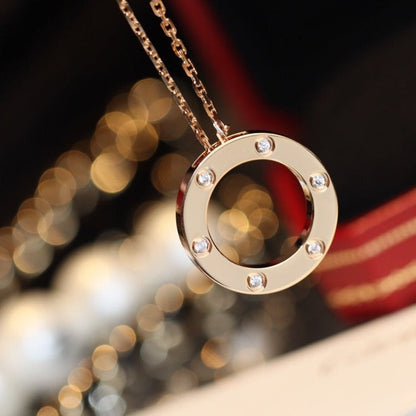 [Regalia Jewelry]LOVE NECKLACE 16MM 6 DIAMONDS PINK GOLD