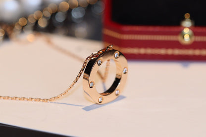[Regalia Jewelry]LOVE NECKLACE 16MM 6 DIAMONDS PINK GOLD