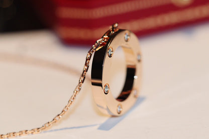[Regalia Jewelry]LOVE NECKLACE 16MM 6 DIAMONDS PINK GOLD