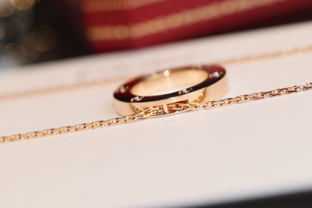 [Regalia Jewelry]LOVE NECKLACE 16MM 6 DIAMONDS PINK GOLD