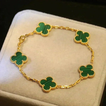 [Regalia Jewelry]CLOVER 5 MOTIFS MALACHITE BRACELET