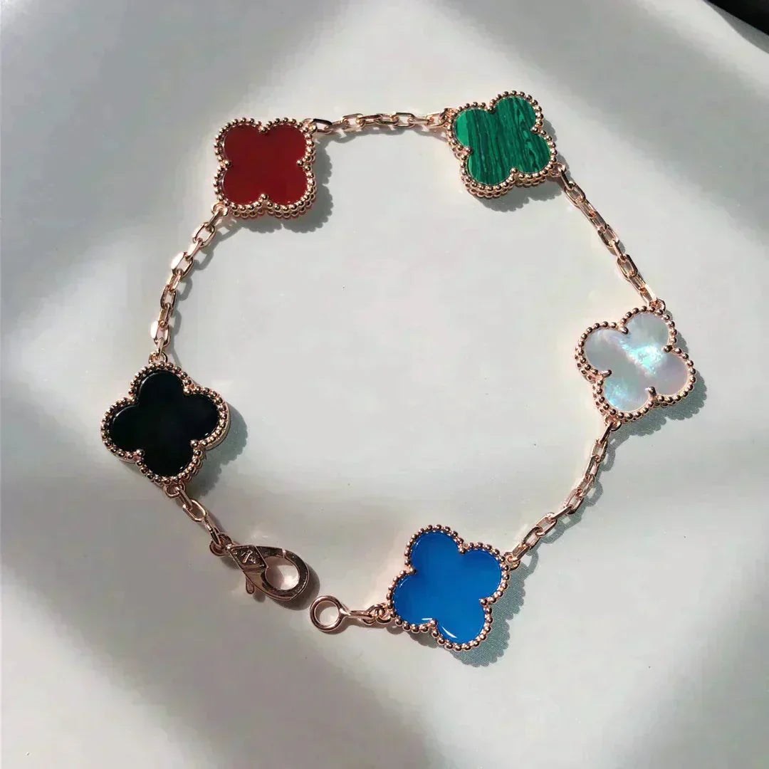 [Regalia Jewelry]CLOVER 5 MOTIFS MULTICOLOR  BRACELET
