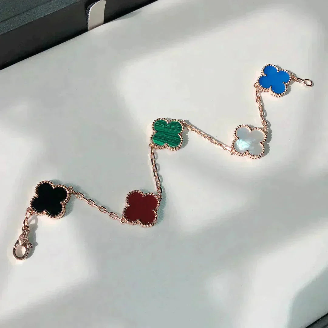 [Regalia Jewelry]CLOVER 5 MOTIFS MULTICOLOR  BRACELET