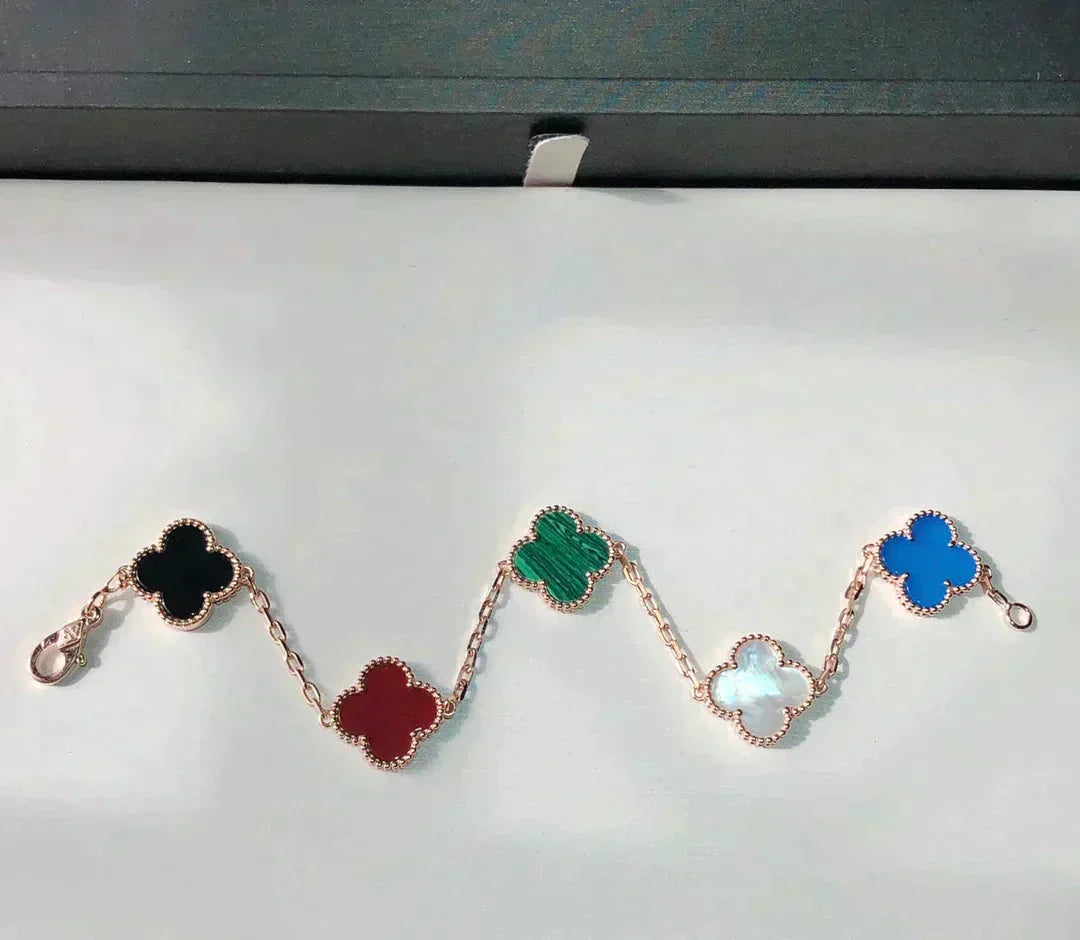 [Regalia Jewelry]CLOVER 5 MOTIFS MULTICOLOR  BRACELET
