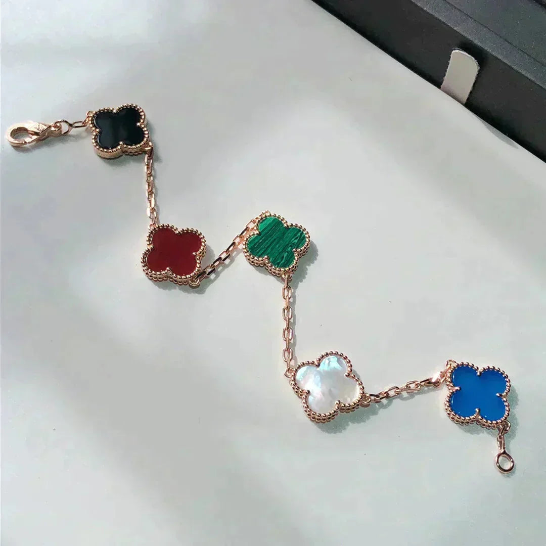 [Regalia Jewelry]CLOVER 5 MOTIFS MULTICOLOR  BRACELET