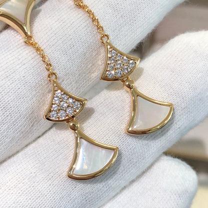 [Regalia Jewelry]DREAM EARRINGS 3 MOTIFS DIAMOND MOP PINK GOLD