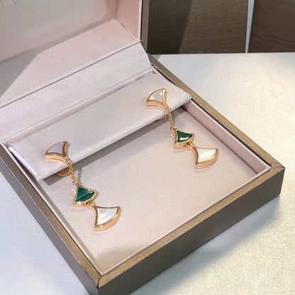 [Regalia Jewelry]DREAM EARRINGS 3 MOTIFS MALACHITE MOP PINK GOLD