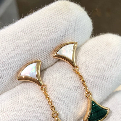 [Regalia Jewelry]DREAM EARRINGS 3 MOTIFS MALACHITE MOP PINK GOLD